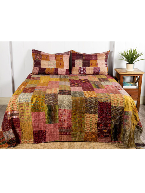 HANDICRAFT PALACE Multicoloured Kantha Work Silk Double Size Bed Cover With 2 pillow, Multi
HANDICRAFT PALACE Multicoloured Kantha Work Silk Double Size Bed Cover With 2 pillow, Multi