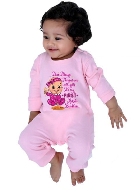 KNITROOT Kids Unisex Pink Printed Bodysuit