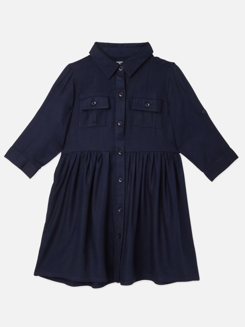 R&B Blue Kids-Girls Peplum Dress