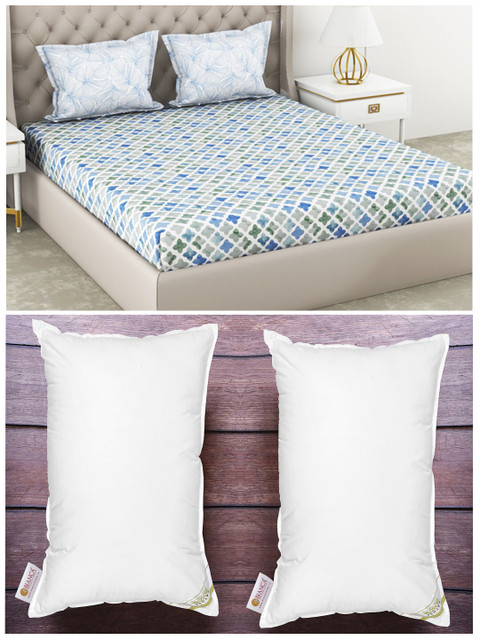 BIANCA Set of 2 White Anti Stress Orthopedic Pillows & 210 TC Cotton King Bedsheet Set
BIANCA Set of 2 White Anti Stress Orthopedic Pillows & 210 TC Cotton King Bedsheet Set