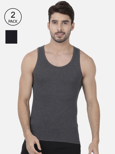 one8 by Virat Kohli Men Pack Of 2 Charcoal Melange & Navy Solid Cotton Innerwear Vests
one8 by Virat Kohli Men Pack Of 2 Charcoal Melange & Navy Solid Cotton Innerwear Vests