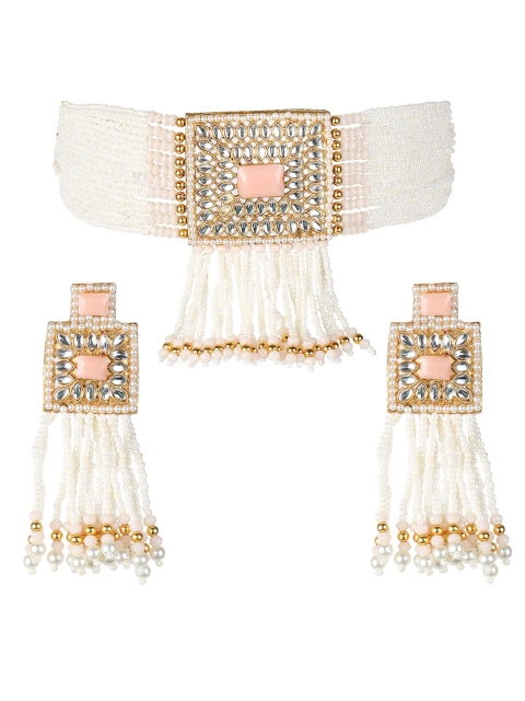 MAD CLUB Gold-Plated & Peach-Colored Stone Studded & White Pearl Beaded Jewellery Set
MAD CLUB Gold-Plated & Peach-Colored Stone Studded & White Pearl Beaded Jewellery Set