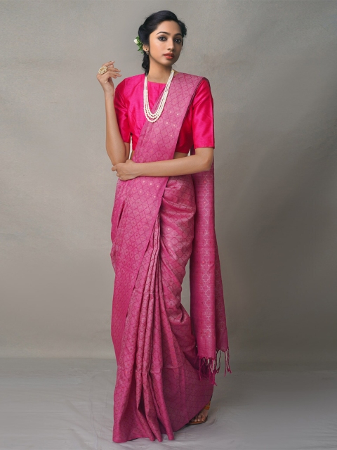Unnati Silks Pink Woven PureHandloom Dhakai Jamdhani Embroidery Silk Cotton Jamdani Saree
Unnati Silks Pink Woven PureHandloom Dhakai Jamdhani Embroidery Silk Cotton Jamdani Saree