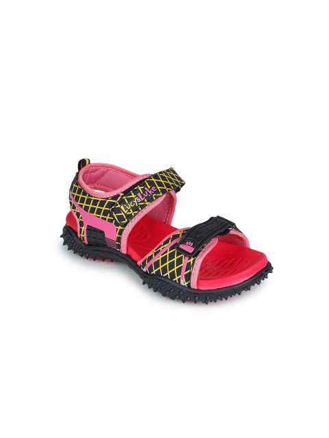 Liberty Unisex Kids Black & Yellow Comfort Sandals