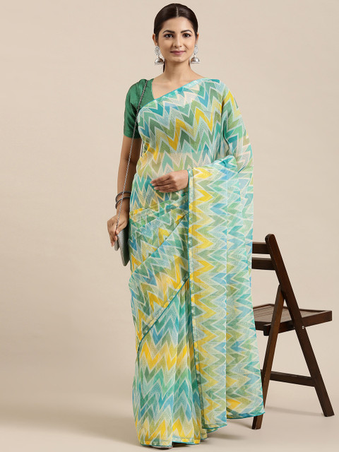 Pothys Multicoloured Pure Chiffon Saree, Multi 
Pothys Multicoloured Pure Chiffon Saree, Multi