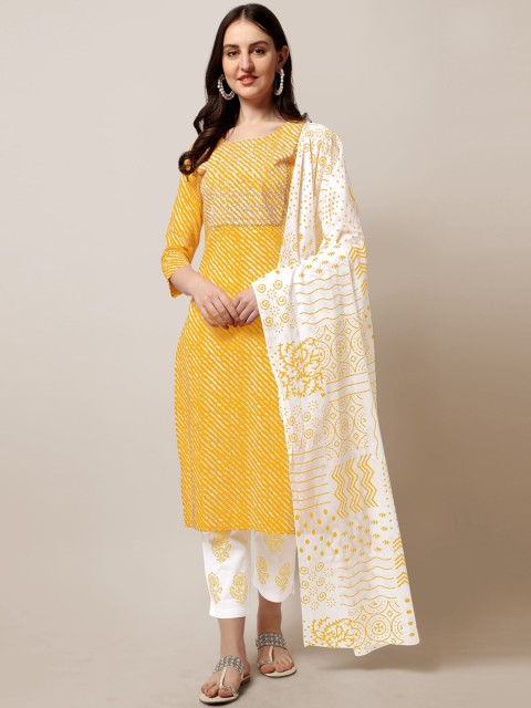 MIRCHI FASHION Women Mustard Yellow Plus Size Printed Kurti with Trousers & With Dupatta
MIRCHI FASHION Women Mustard Yellow Plus Size Printed Kurti with Trousers & With Dupatta