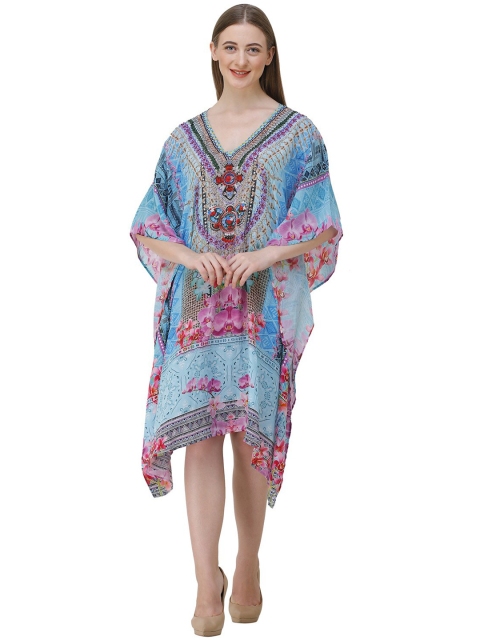 Rajoria Instyle Multicoloured Georgette Kaftan Dress, Multi