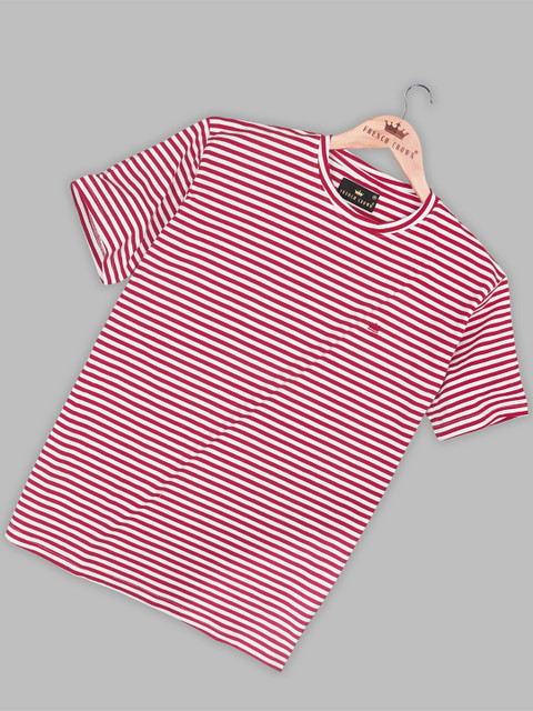 FRENCH CROWN Men Red Striped V-Neck Applique T-shirt
FRENCH CROWN Men Red Striped V-Neck Applique T-shirt