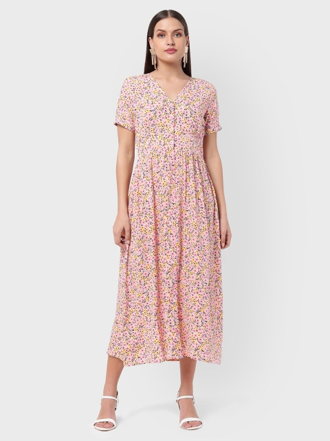 R&B Pink Floral Midi Dress