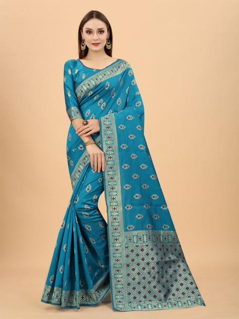 WELL WORN Blue & Gold-Toned Woven Design Zari Silk Cotton Ready to Wear Banarasi Saree
WELL WORN Blue & Gold-Toned Woven Design Zari Silk Cotton Ready to Wear Banarasi Saree
