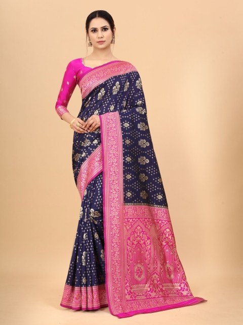 WELL WORN Navy Blue & Pink Woven Design Zari Silk Cotton Ready to Wear Banarasi Saree
WELL WORN Navy Blue & Pink Woven Design Zari Silk Cotton Ready to Wear Banarasi Saree