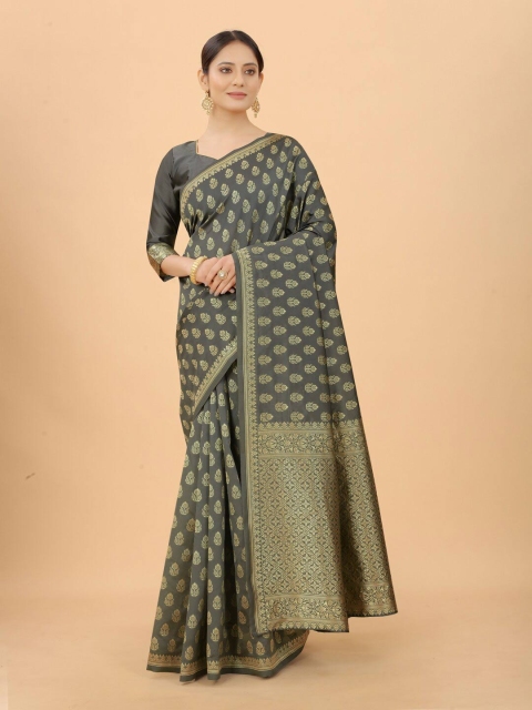 WELL WORN Grey & Gold-Toned Woven Design Zari Silk Cotton Ready to Wear Banarasi Saree
WELL WORN Grey & Gold-Toned Woven Design Zari Silk Cotton Ready to Wear Banarasi Saree