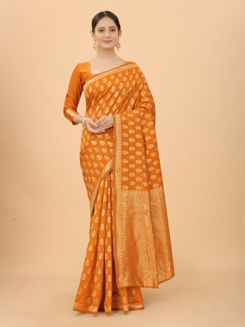 WELL WORN Gold-Toned & Mustard Woven Design Zari Silk Cotton Ready to Wear Banarasi Saree
WELL WORN Gold-Toned & Mustard Woven Design Zari Silk Cotton Ready to Wear Banarasi Saree