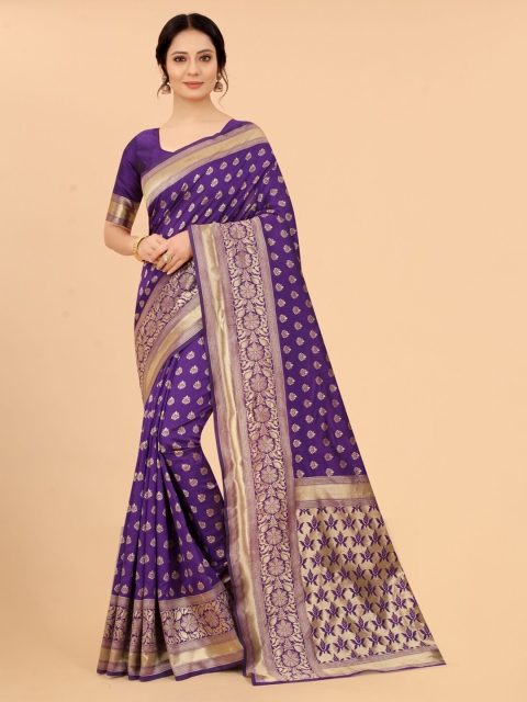 WELL WORN Purple & Gold-Toned Woven Design Zari Silk Cotton Ready To Wear Banarasi Saree
WELL WORN Purple & Gold-Toned Woven Design Zari Silk Cotton Ready To Wear Banarasi Saree