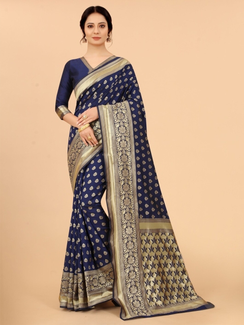 WELL WORN Navy Blue & Gold-Toned Woven Design Zari Silk Cotton Ready to Wear Banarasi Saree
WELL WORN Navy Blue & Gold-Toned Woven Design Zari Silk Cotton Ready to Wear Banarasi Saree