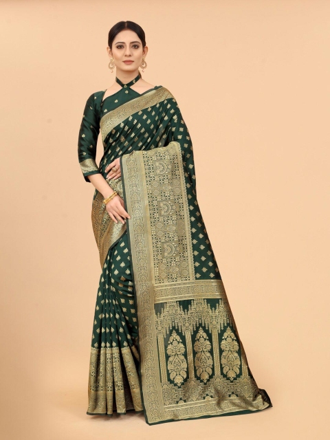 WELL WORN Green & Gold-Toned Woven Design Zari Silk Cotton Ready to Wear Banarasi Saree
WELL WORN Green & Gold-Toned Woven Design Zari Silk Cotton Ready to Wear Banarasi Saree