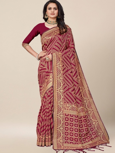 AYKA CLOTHINGS Women Maroon & Gold-Toned Woven Design Zari Silk Cotton Banarasi Saree
AYKA CLOTHINGS Women Maroon & Gold-Toned Woven Design Zari Silk Cotton Banarasi Saree