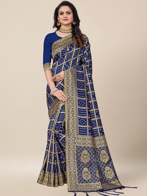 AYKA CLOTHINGS Blue & Gold-Toned Bandhani Zari Silk Cotton Heavy Work Banarasi Saree
AYKA CLOTHINGS Blue & Gold-Toned Bandhani Zari Silk Cotton Heavy Work Banarasi Saree