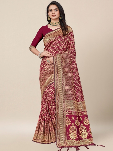 AYKA CLOTHINGS Maroon & Gold-Toned Bandhani Zari Silk Cotton Heavy Work Banarasi Saree
AYKA CLOTHINGS Maroon & Gold-Toned Bandhani Zari Silk Cotton Heavy Work Banarasi Saree