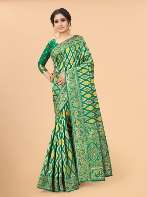 WELL WORN Green & Yellow Woven Design Zari Silk Cotton Ready to Wear Banarasi Saree
WELL WORN Green & Yellow Woven Design Zari Silk Cotton Ready to Wear Banarasi Saree