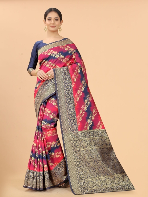 WELL WORN Pink & Navy Blue Woven Design Zari Silk Cotton Ready to Wear Banarasi Saree
WELL WORN Pink & Navy Blue Woven Design Zari Silk Cotton Ready to Wear Banarasi Saree