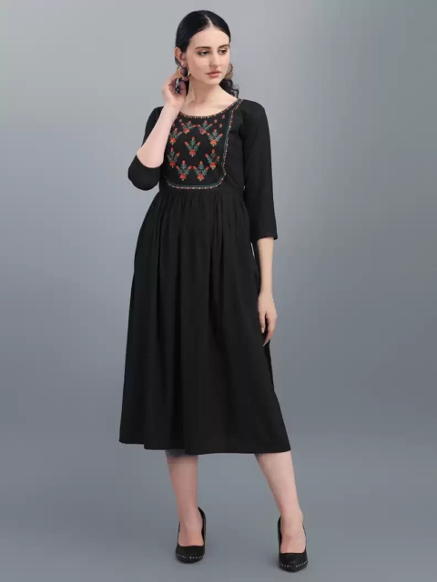 RUHI FASHION Black Midi Dress