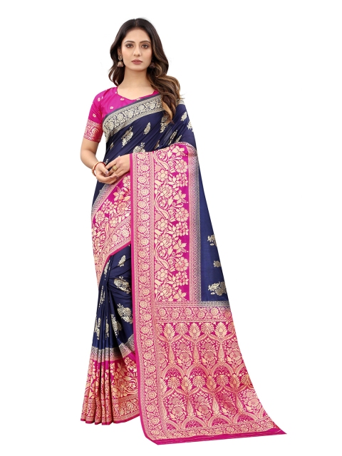 WELL WORN Navy Blue & Fuchsia Woven Design Zari Silk Cotton Ready to Wear Banarasi Saree
WELL WORN Navy Blue & Fuchsia Woven Design Zari Silk Cotton Ready to Wear Banarasi Saree