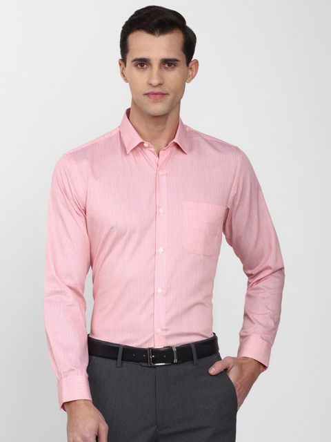 Peter England Men Pink Solid Cotton Formal Shirt