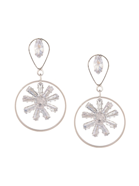 Efulgenz White Circular Drop Earrings