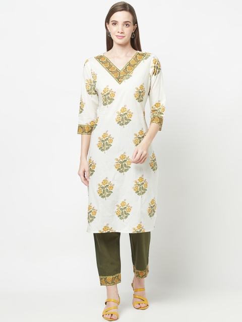 ERISHA Women Off White Floral Printed Pure Cotton Kurti with Palazzos & With Dupatta
ERISHA Women Off White Floral Printed Pure Cotton Kurti with Palazzos & With Dupatta