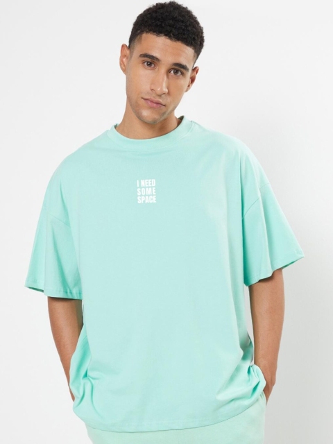 Bewakoof Unisex Blue Typography Drop-Shoulder Sleeves Loose T-shirt
