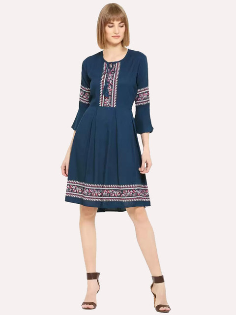 KEX Teal women's Ethnic Motifs Dress
KEX Teal women's Ethnic Motifs Dress