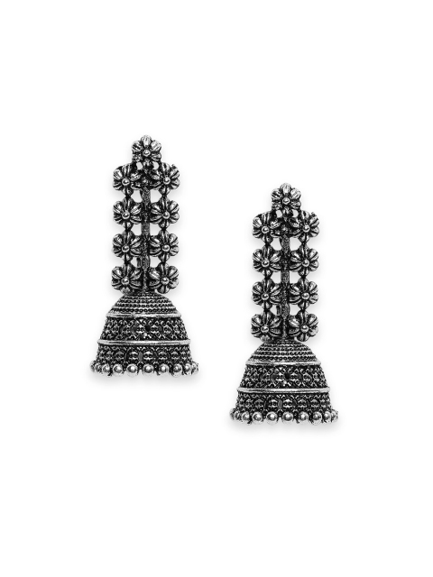 SATCHEL Silver-Toned Contemporary Jhumkas Earrings