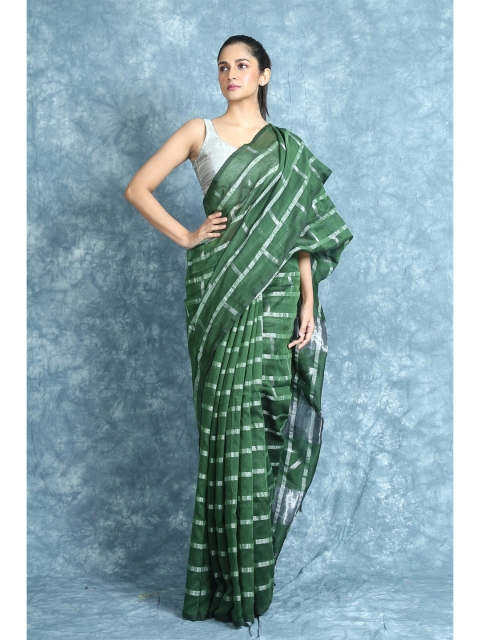 Arhi Green & White Woven Design Saree