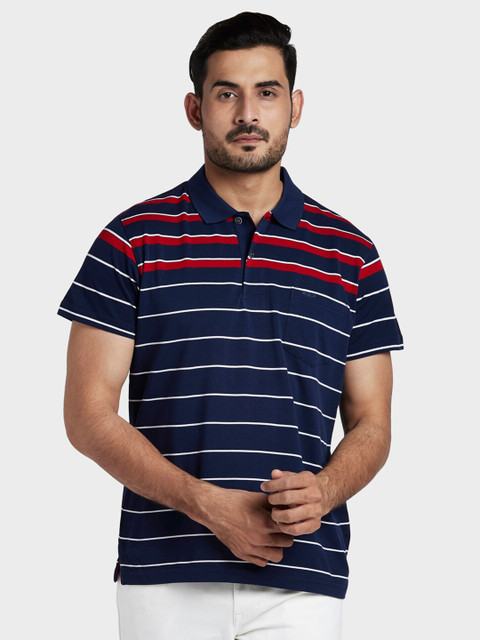 ColorPlus Men Blue Striped Polo Collar T-shirt
ColorPlus Men Blue Striped Polo Collar T-shirt