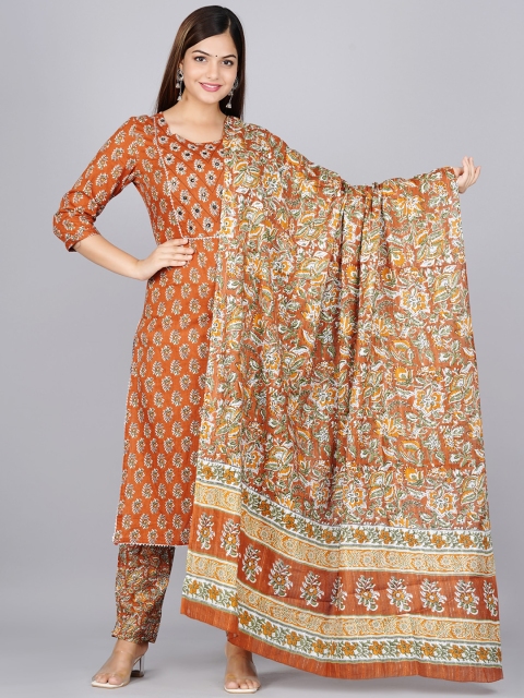 KALINI Women Brown Ethnic Motifs Printed Pure Cotton Kurta with Churidar & With Dupatta
KALINI Women Brown Ethnic Motifs Printed Pure Cotton Kurta with Churidar & With Dupatta
