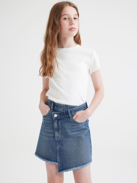 H&M Girls Blue Asymmetric Denim Skirt