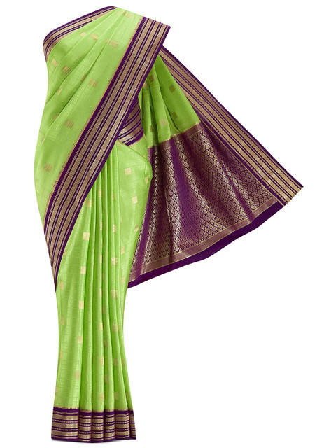 Nalli Silk Sarees Green & Gold-Toned Woven Design Pure Crepe Mysore Silk Saree
Nalli Silk Sarees Green & Gold-Toned Woven Design Pure Crepe Mysore Silk Saree