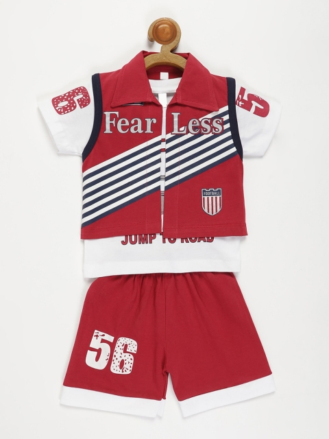 V2 Value & Variety Boys Burgundy & White Printed Cotton T-shirt with Shorts and Waistcoat
V2 Value & Variety Boys Burgundy & White Printed Cotton T-shirt with Shorts and Waistcoat