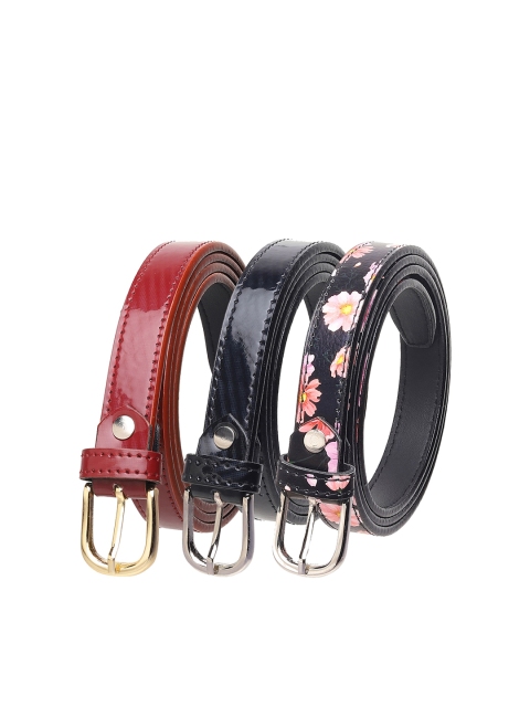 URBAN ALFAMI Women Pack Of 3 Red Printed PU Belt