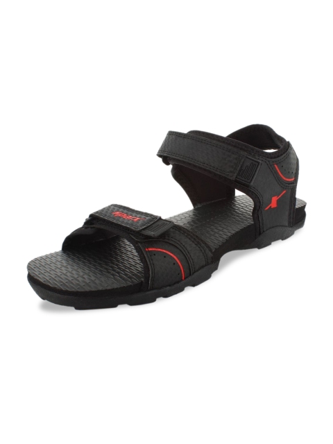 Sparx Men Black & Red Solid Sports Sandals