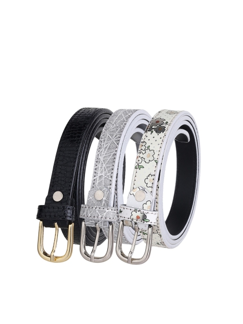 URBAN ALFAMI Women Silver-Toned Printed 3 PU Belt