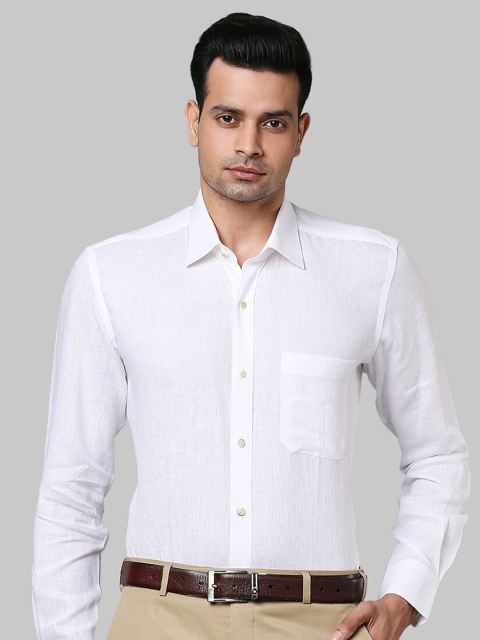 Raymond Men White Solid Linen Formal Shirt