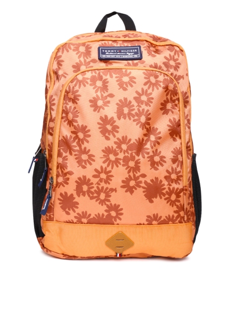 Tommy Hilfiger Unisex Orange Floral Print Backpack