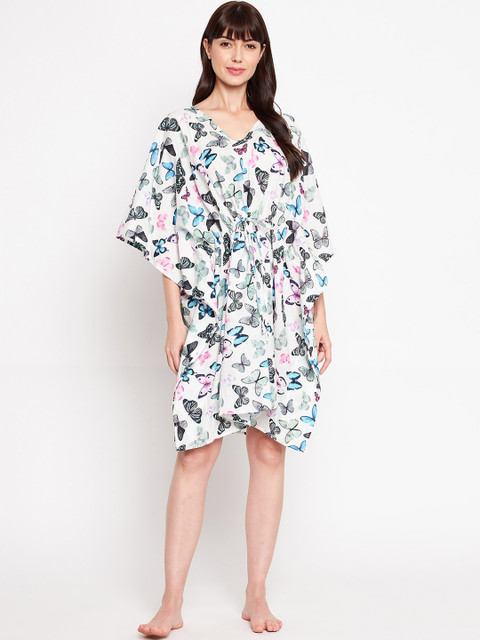 SECRETS BY ZEROKAATA Women White & Pink Printed Pure Cotton Kaftan Cover Up Swimwear, Multi
SECRETS BY ZEROKAATA Women White & Pink Printed Pure Cotton Kaftan Cover Up Swimwear, Multi