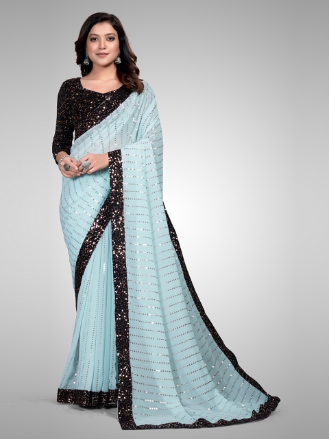 Granthva Fab Turquoise Blue & Black Embellished Sequinned Pure Georgette Ready to Wear Saree
Granthva Fab Turquoise Blue & Black Embellished Sequinned Pure Georgette Ready to Wear Saree
