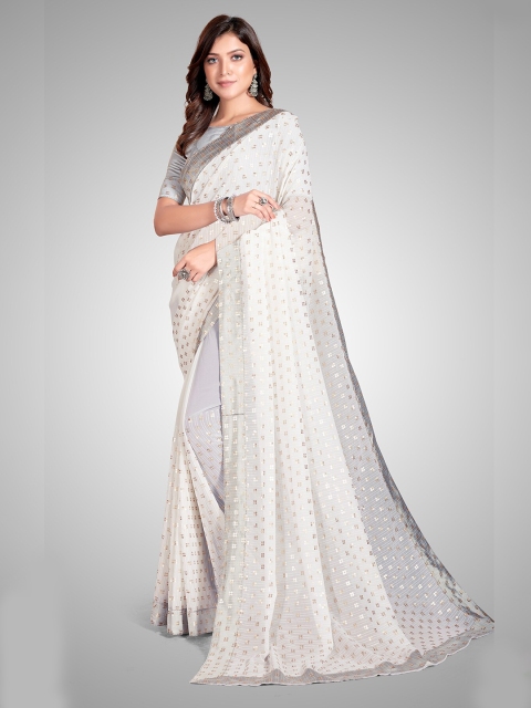 Granthva Fab White & Silver-Toned Embellished Sequinned Pure Georgette Ready to Wear Saree
Granthva Fab White & Silver-Toned Embellished Sequinned Pure Georgette Ready to Wear Saree