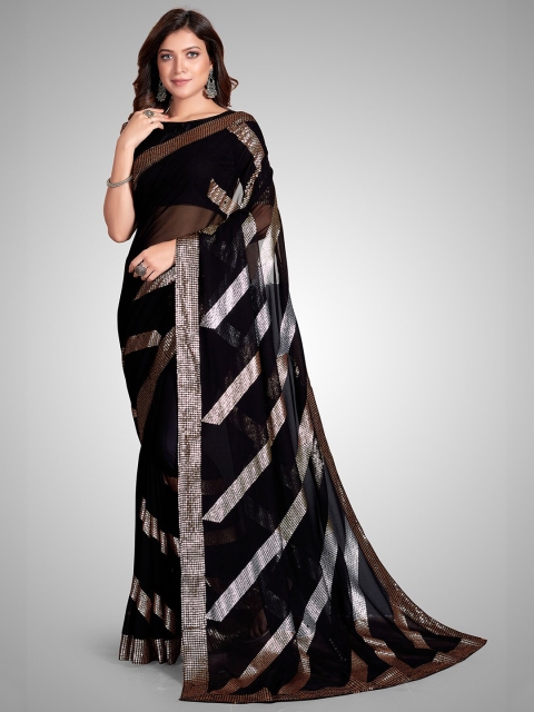 Granthva Fab Black & Silver-Toned Embellished Sequinned Pure Georgette Ready to Wear Saree
Granthva Fab Black & Silver-Toned Embellished Sequinned Pure Georgette Ready to Wear Saree