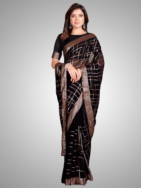 Granthva Fab Black & Gold-Toned Embellished Sequinned Pure Georgette Ready to Wear Saree
Granthva Fab Black & Gold-Toned Embellished Sequinned Pure Georgette Ready to Wear Saree