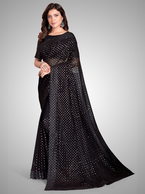 Granthva Fab Black & Gold-Toned Embellished Sequinned Pure Georgette Ready to Wear Saree
Granthva Fab Black & Gold-Toned Embellished Sequinned Pure Georgette Ready to Wear Saree